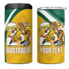 Australia 2026 Soccer Custom 4 in 1 Can Cooler Tumbler Go Socceroos Kangaroo Mascot Yellow Sporty
