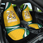Australia 2026 Soccer Car Seat Cover Go Socceroos Kangaroo Mascot Yellow Sporty