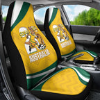 Australia 2026 Soccer Car Seat Cover Go Socceroos Kangaroo Mascot Yellow Sporty