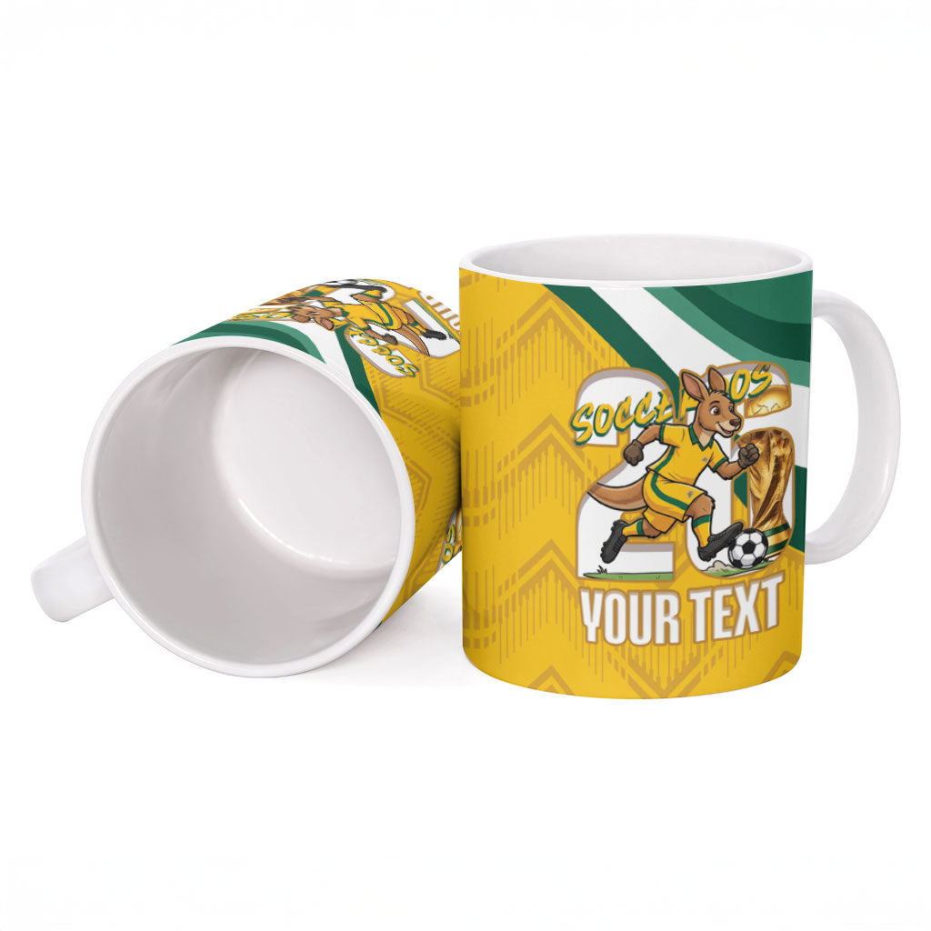 Australia 2026 Soccer Custom Ceramic Mug Go Socceroos Kangaroo Mascot Yellow Sporty