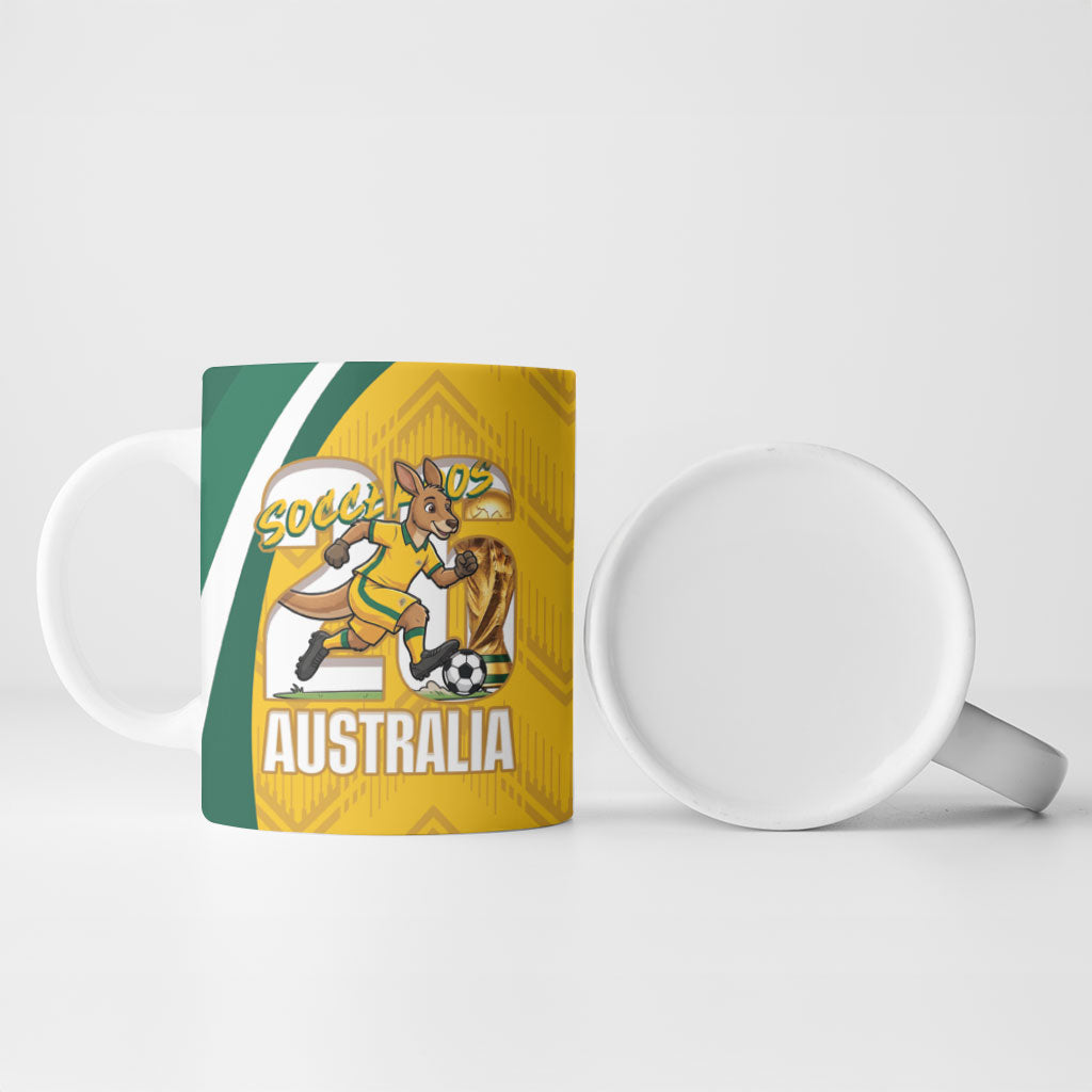 Australia 2026 Soccer Custom Ceramic Mug Go Socceroos Kangaroo Mascot Yellow Sporty