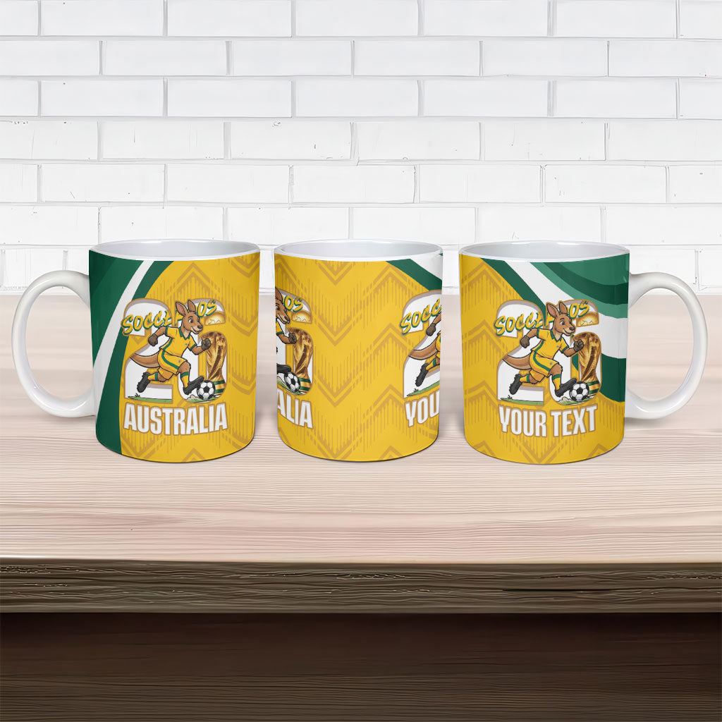 Australia 2026 Soccer Custom Ceramic Mug Go Socceroos Kangaroo Mascot Yellow Sporty