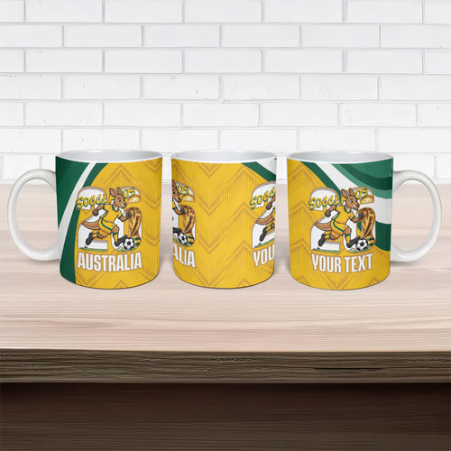 Australia 2026 Soccer Custom Ceramic Mug Go Socceroos Kangaroo Mascot Yellow Sporty