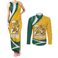 Australia 2026 Soccer Custom Couples Matching Tank Maxi Dress and Long Sleeve Button Shirt Go Socceroos Kangaroo Mascot Yellow Sporty