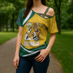 Australia 2026 Soccer Custom Cross Shoulder Shirt Go Socceroos Kangaroo Mascot Yellow Sporty