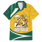 Australia 2026 Soccer Custom Family Matching Long Sleeve Bodycon Dress and Hawaiian Shirt Go Socceroos Kangaroo Mascot Yellow Sporty