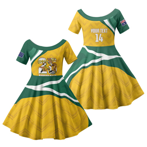 Australia 2026 Soccer Custom Family Matching Mermaid Dress and Hawaiian Shirt Go Socceroos Kangaroo Mascot Yellow Sporty