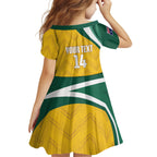 Australia 2026 Soccer Custom Family Matching Short Sleeve Bodycon Dress and Hawaiian Shirt Go Socceroos Kangaroo Mascot Yellow Sporty