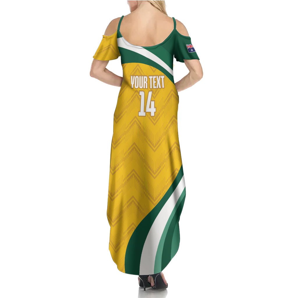 Australia 2026 Soccer Custom Family Matching Summer Maxi Dress and Hawaiian Shirt Go Socceroos Kangaroo Mascot Yellow Sporty