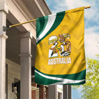 Australia 2026 Soccer Garden Flag Go Socceroos Kangaroo Mascot Yellow Sporty