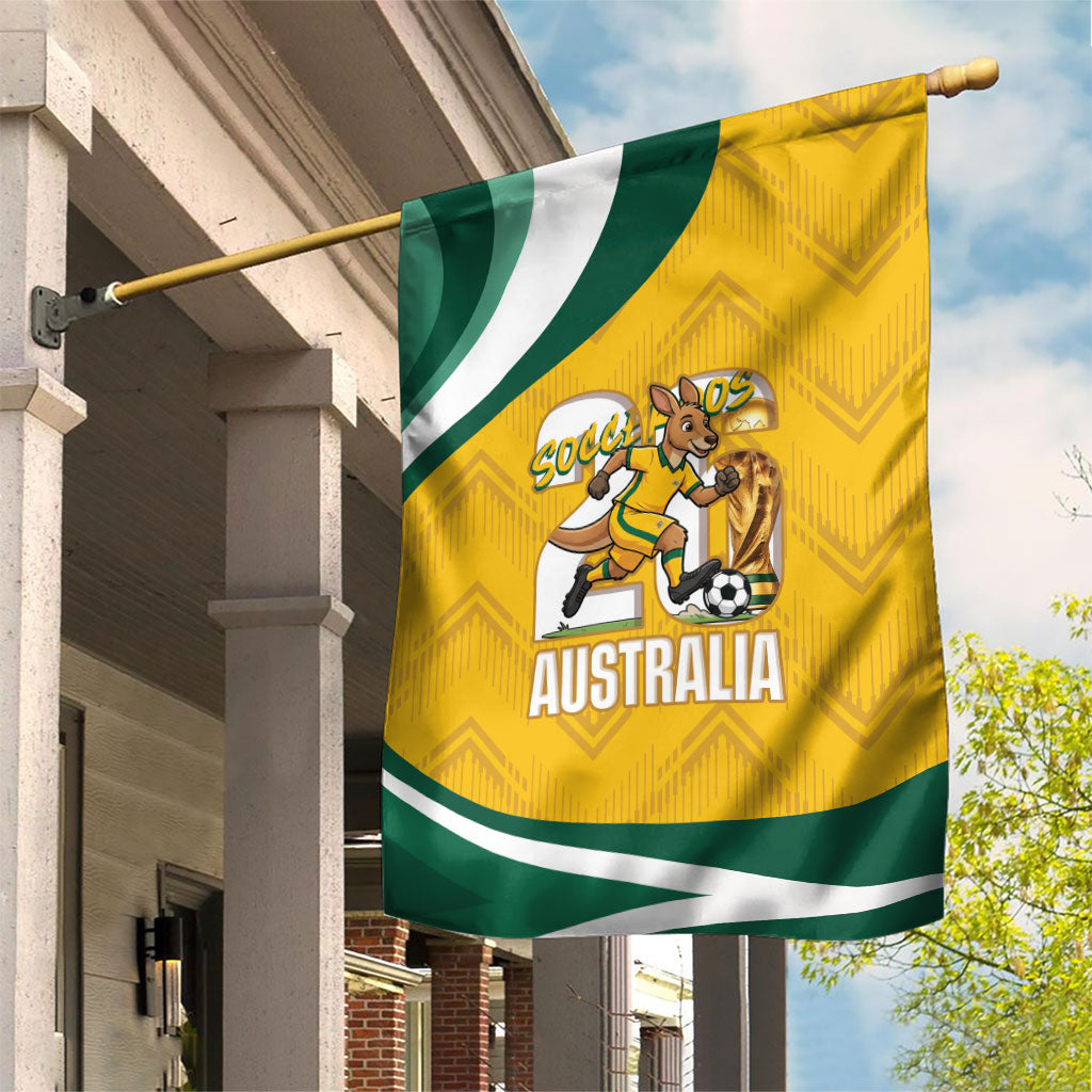 Australia 2026 Soccer Garden Flag Go Socceroos Kangaroo Mascot Yellow Sporty