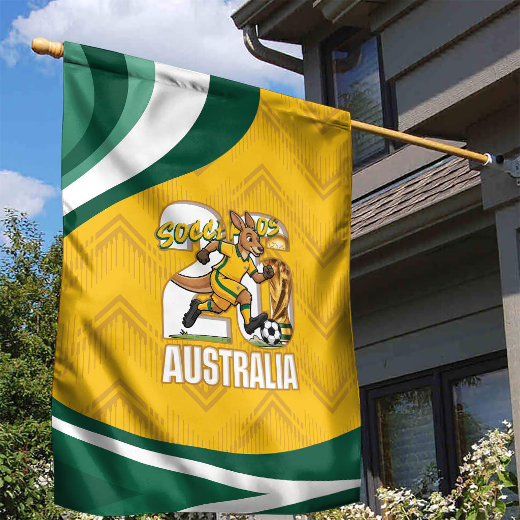 Australia 2026 Soccer Garden Flag Go Socceroos Kangaroo Mascot Yellow Sporty