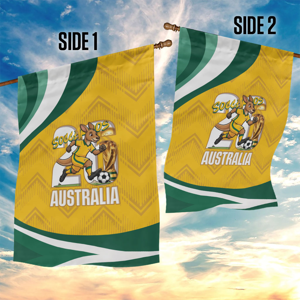 Australia 2026 Soccer Garden Flag Go Socceroos Kangaroo Mascot Yellow Sporty