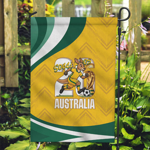 Australia 2026 Soccer Garden Flag Go Socceroos Kangaroo Mascot Yellow Sporty