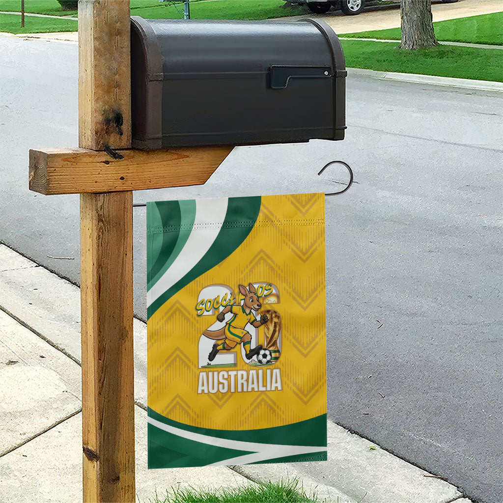 Australia 2026 Soccer Garden Flag Go Socceroos Kangaroo Mascot Yellow Sporty