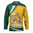 Australia 2026 Soccer Custom Hockey Jersey Go Socceroos Kangaroo Mascot Yellow Sporty