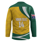 Australia 2026 Soccer Custom Hockey Jersey Go Socceroos Kangaroo Mascot Yellow Sporty