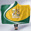 Australia 2026 Soccer Hooded Blanket Go Socceroos Kangaroo Mascot Yellow Sporty