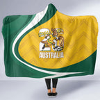 Australia 2026 Soccer Hooded Blanket Go Socceroos Kangaroo Mascot Yellow Sporty