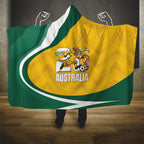 Australia 2026 Soccer Hooded Blanket Go Socceroos Kangaroo Mascot Yellow Sporty