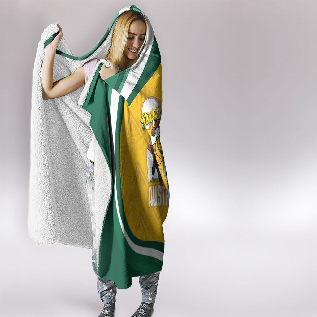 Australia 2026 Soccer Hooded Blanket Go Socceroos Kangaroo Mascot Yellow Sporty