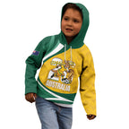 Australia 2026 Soccer Custom Kid Hoodie Go Socceroos Kangaroo Mascot Yellow Sporty