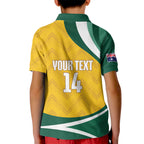 Australia 2026 Soccer Custom Kid Polo Shirt Go Socceroos Kangaroo Mascot Yellow Sporty