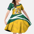 Australia 2026 Soccer Custom Kid Short Sleeve Dress Go Socceroos Kangaroo Mascot Yellow Sporty