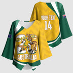 Australia 2026 Soccer Custom Kimono Sleeve Blouse Go Socceroos Kangaroo Mascot Yellow Sporty