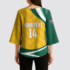 Australia 2026 Soccer Custom Kimono Sleeve Blouse Go Socceroos Kangaroo Mascot Yellow Sporty