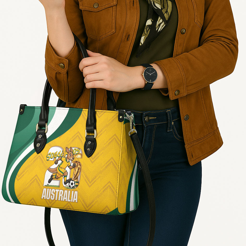 Australia 2026 Soccer Leather Bag Go Socceroos Kangaroo Mascot Yellow Sporty