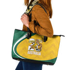 Australia 2026 Soccer Leather Tote Bag Go Socceroos Kangaroo Mascot Yellow Sporty
