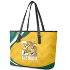 Australia 2026 Soccer Leather Tote Bag Go Socceroos Kangaroo Mascot Yellow Sporty