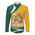 Australia 2026 Soccer Custom Long Sleeve Button Shirt Go Socceroos Kangaroo Mascot Yellow Sporty