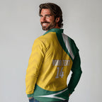 Australia 2026 Soccer Custom Long Sleeve Polo Shirt Go Socceroos Kangaroo Mascot Yellow Sporty