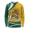 Australia 2026 Soccer Custom Long Sleeve Shirt Go Socceroos Kangaroo Mascot Yellow Sporty