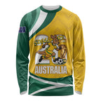 Australia 2026 Soccer Custom Long Sleeve Shirt Go Socceroos Kangaroo Mascot Yellow Sporty