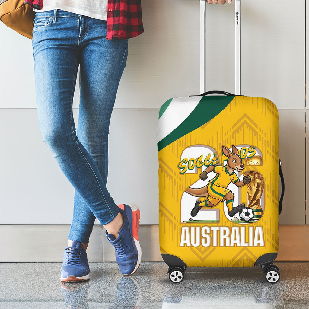 Australia 2026 Soccer Luggage Cover Go Socceroos Kangaroo Mascot Yellow Sporty