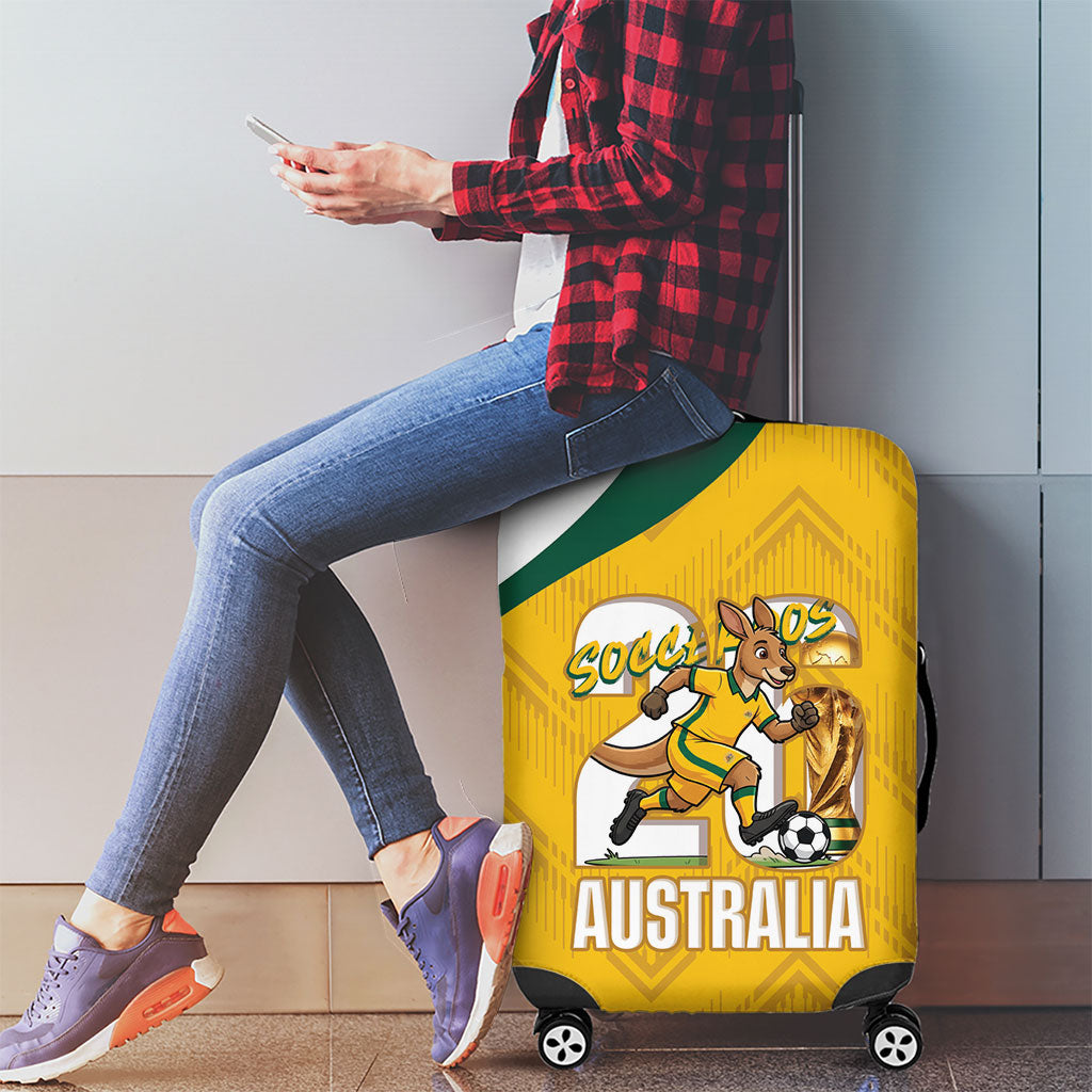 Australia 2026 Soccer Luggage Cover Go Socceroos Kangaroo Mascot Yellow Sporty