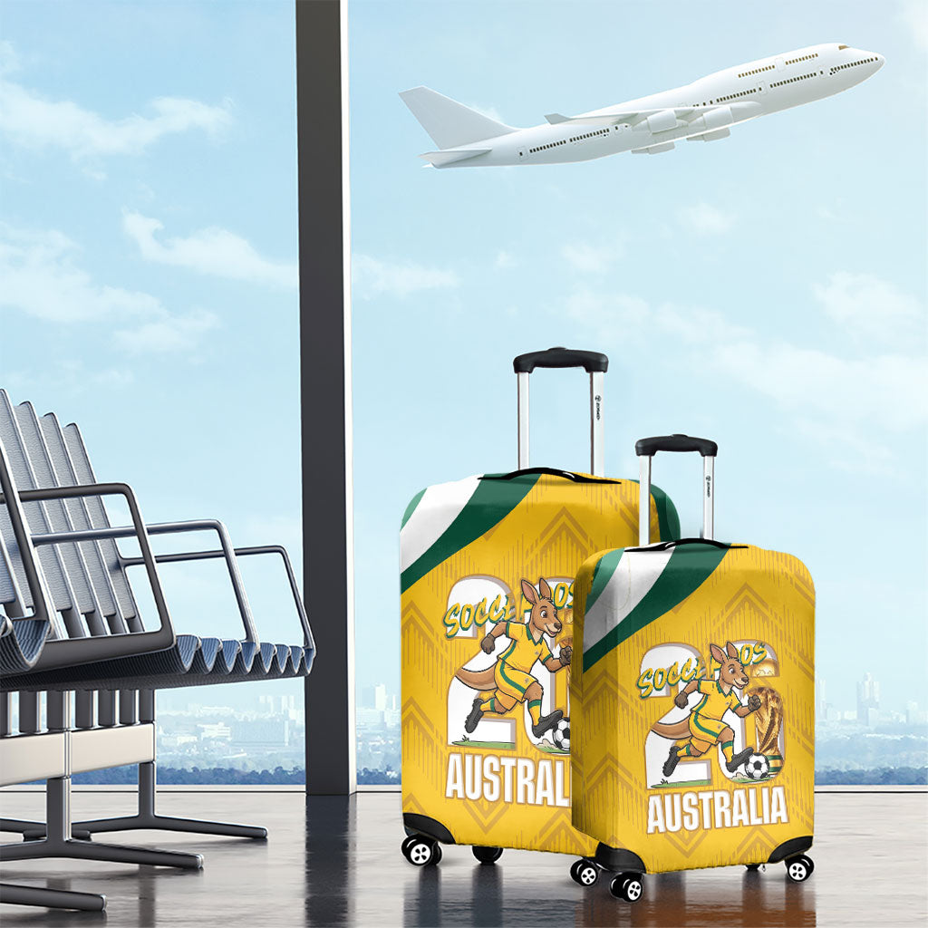 Australia 2026 Soccer Luggage Cover Go Socceroos Kangaroo Mascot Yellow Sporty