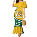 Australia 2026 Soccer Custom Mermaid Dress Go Socceroos Kangaroo Mascot Yellow Sporty