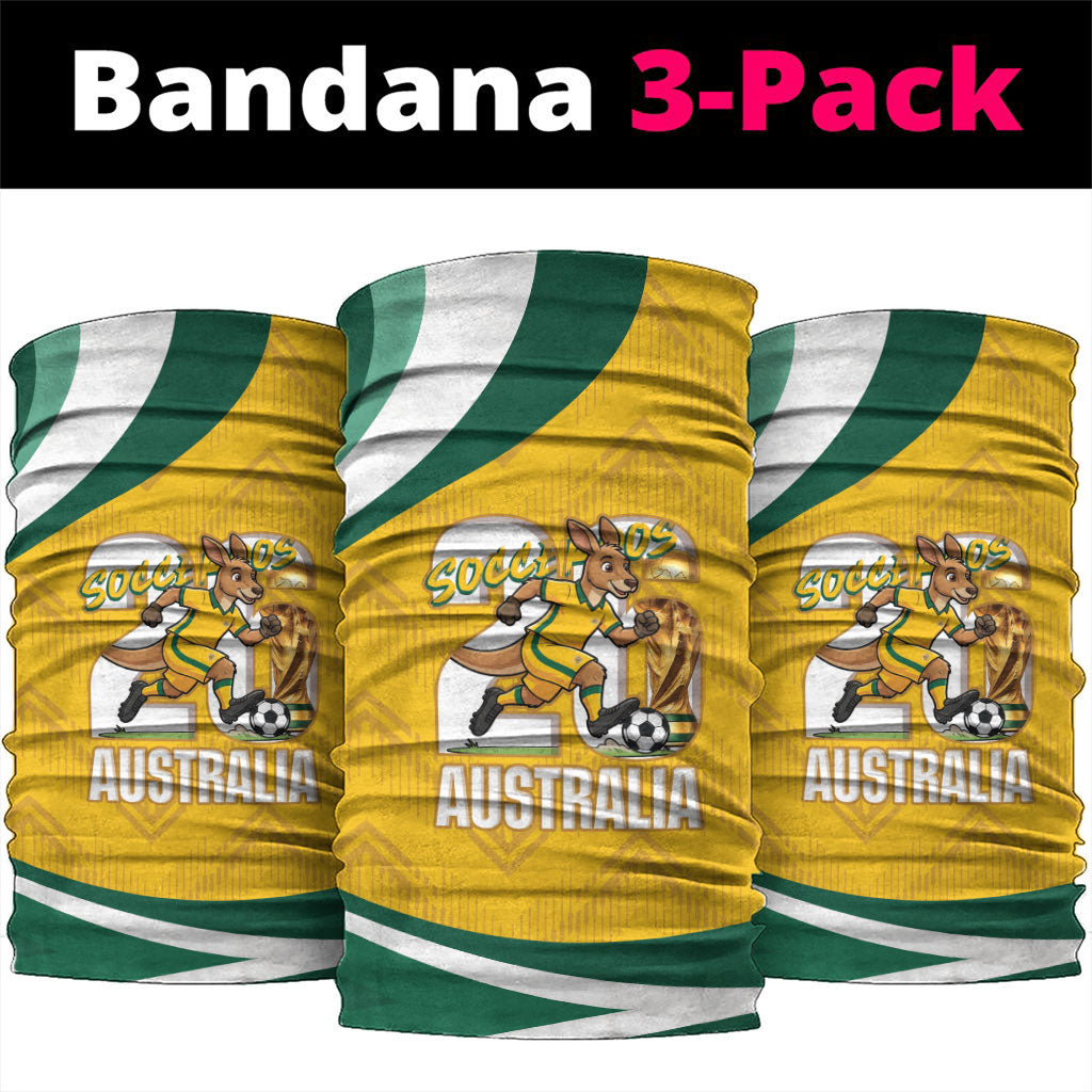 Australia 2026 Soccer Neck Gaiter Go Socceroos Kangaroo Mascot Yellow Sporty