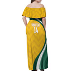 Australia 2026 Soccer Custom Off Shoulder Maxi Dress Go Socceroos Kangaroo Mascot Yellow Sporty