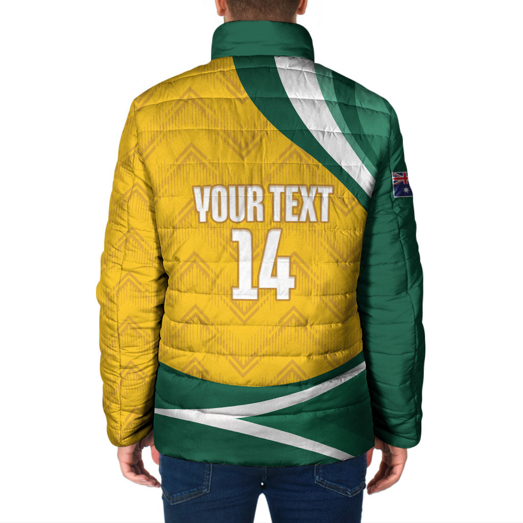 Australia 2026 Soccer Custom Padded Jacket Go Socceroos Kangaroo Mascot Yellow Sporty