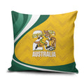 Australia 2026 Soccer Pillow Cover Go Socceroos Kangaroo Mascot Yellow Sporty