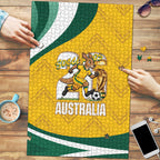 Australia 2026 Soccer Puzzle Go Socceroos Kangaroo Mascot Yellow Sporty
