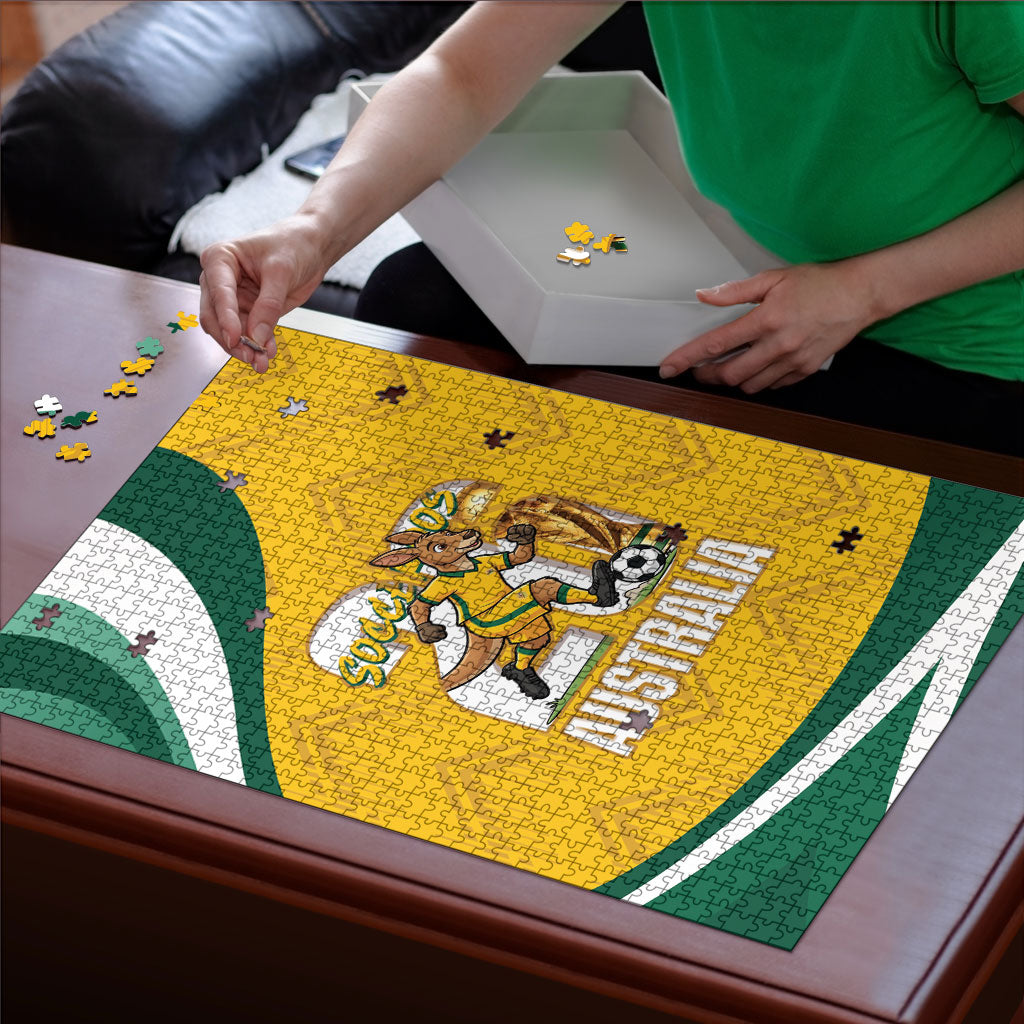 Australia 2026 Soccer Puzzle Go Socceroos Kangaroo Mascot Yellow Sporty
