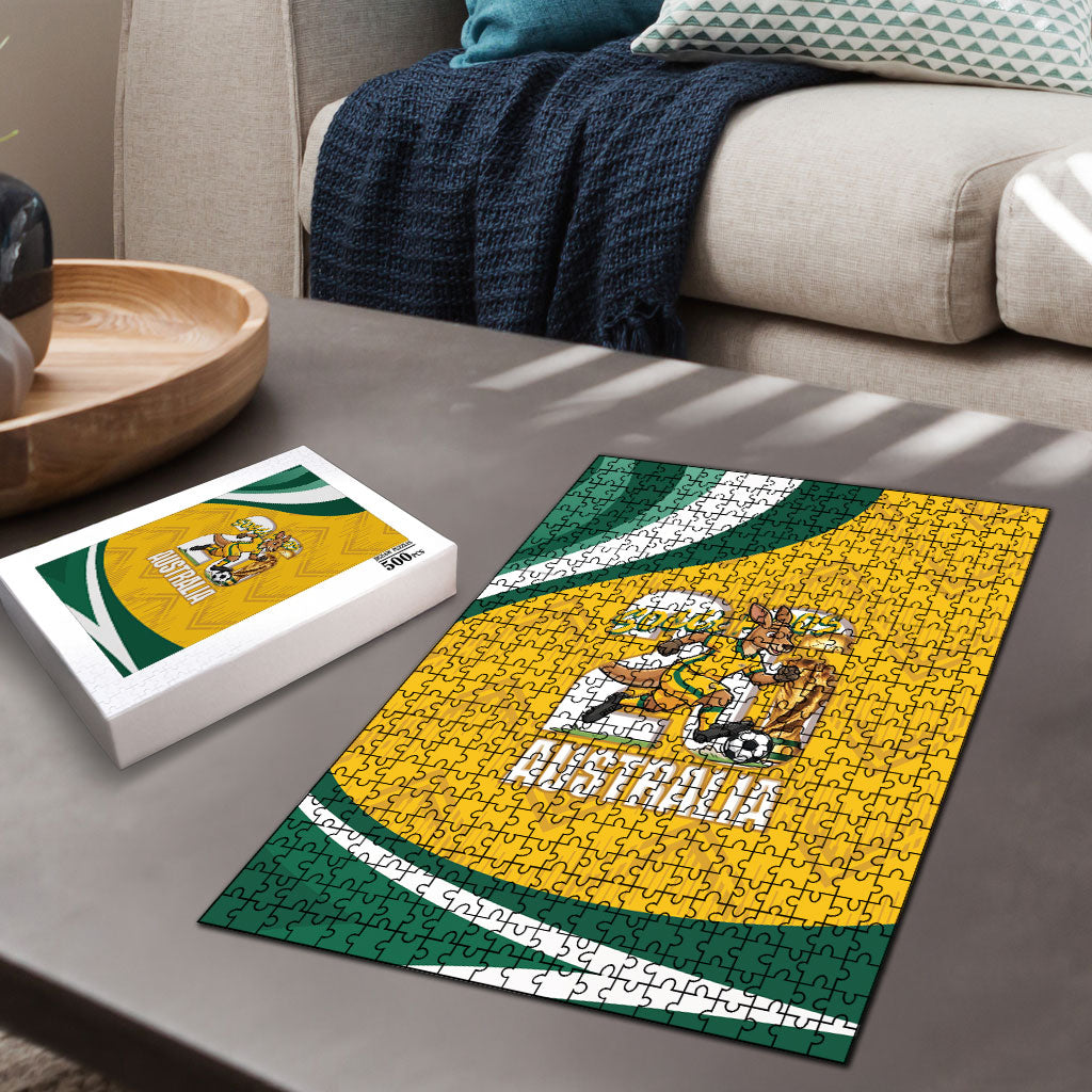 Australia 2026 Soccer Puzzle Go Socceroos Kangaroo Mascot Yellow Sporty