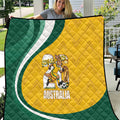 Australia 2026 Soccer Quilt Go Socceroos Kangaroo Mascot Yellow Sporty