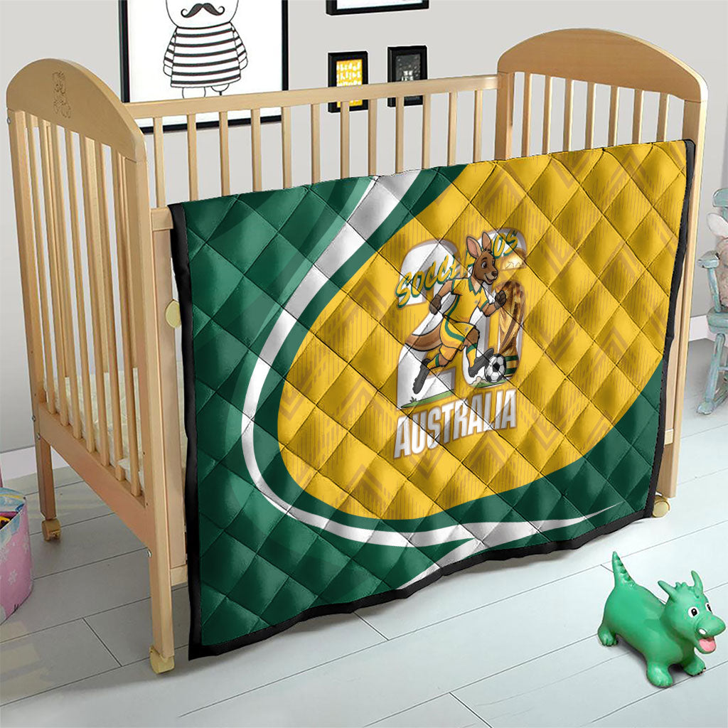 Australia 2026 Soccer Quilt Go Socceroos Kangaroo Mascot Yellow Sporty